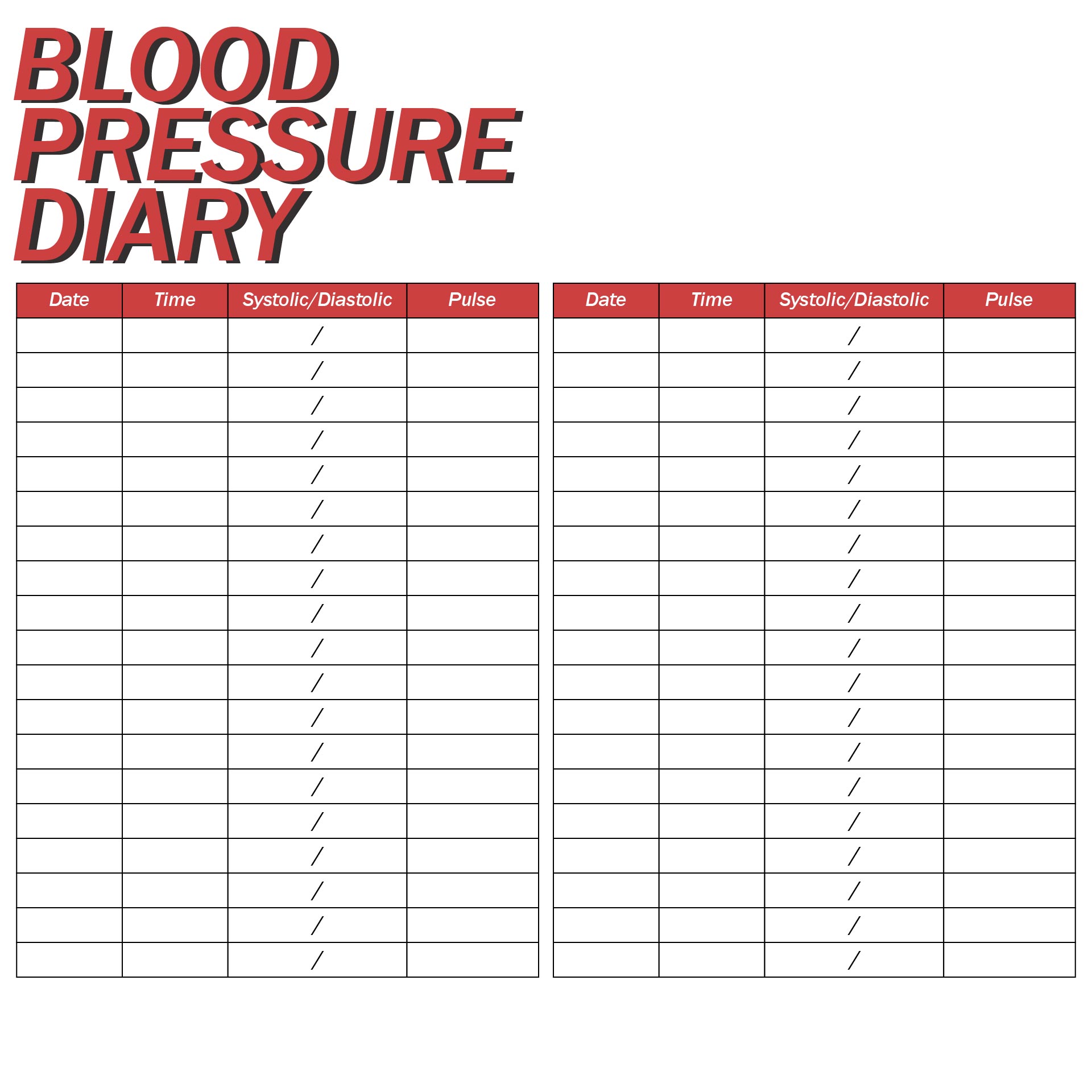 Blood Pressure Chart Printable Free