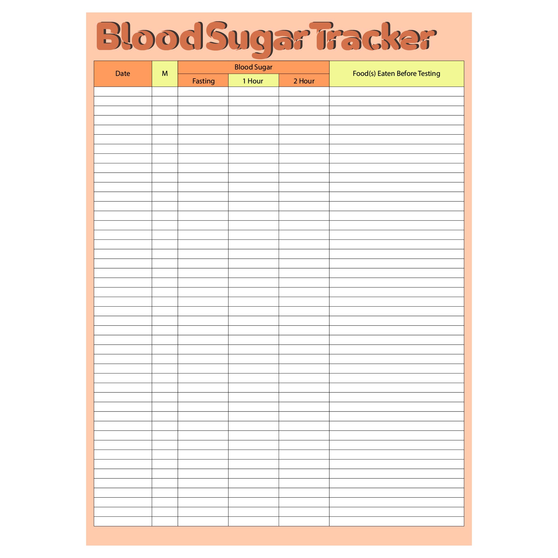 Impertinent free printable blood sugar log sheet Pierce Blog