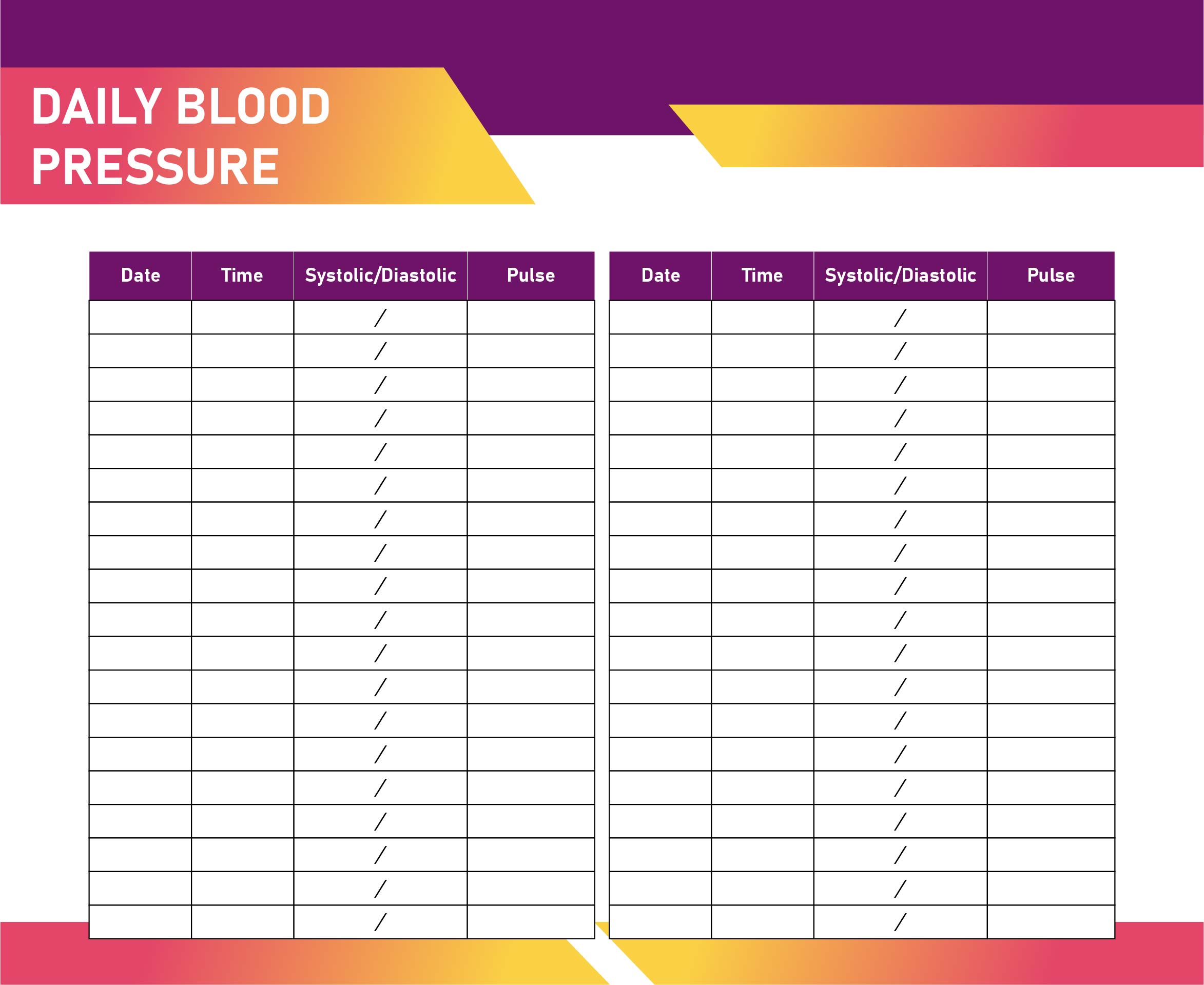 Blood Pressure Log Template Image