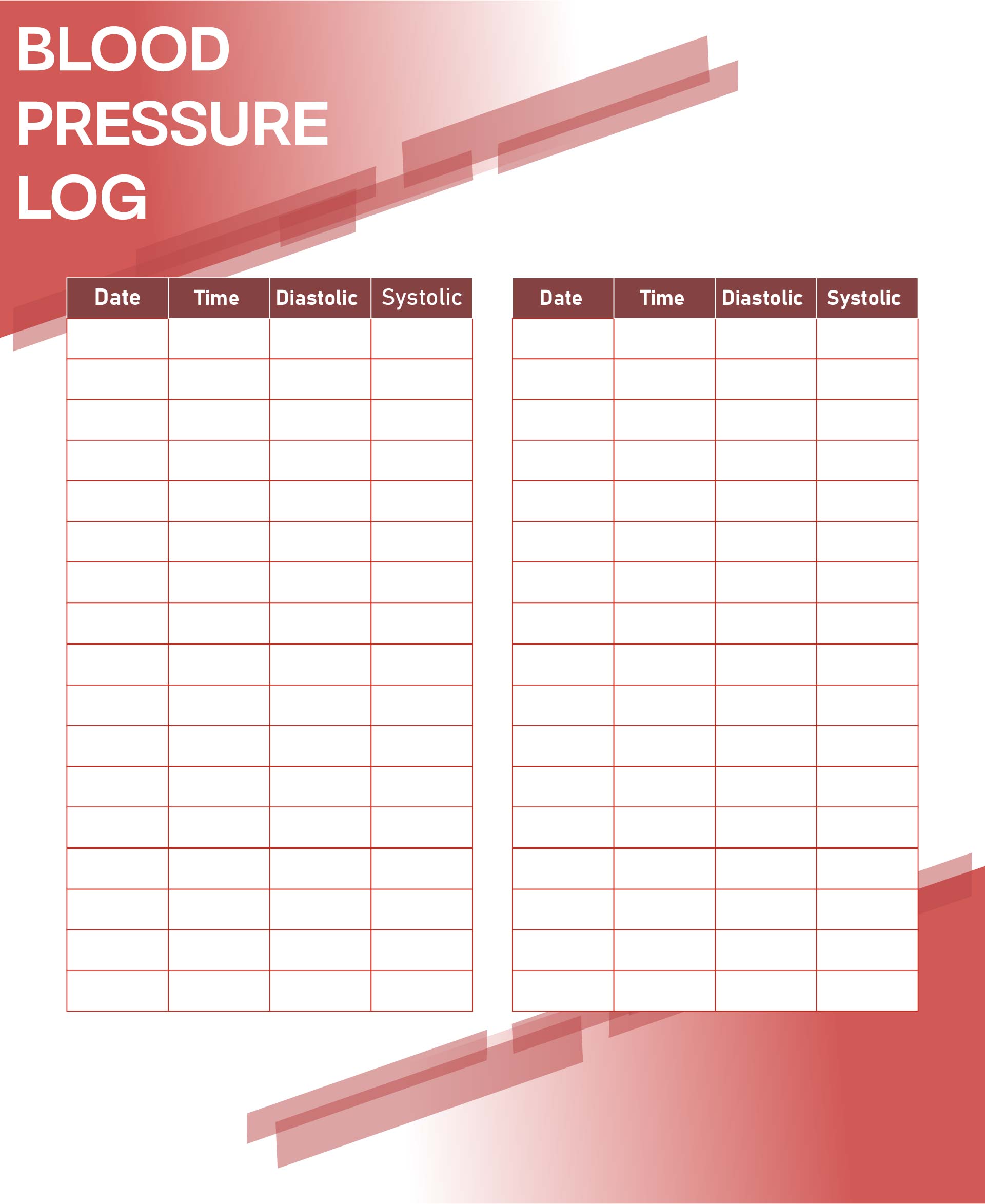 Free Printable Pdf Blood Pressure Log Printable Templates