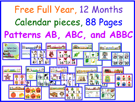 Free Printable Calendar Pieces