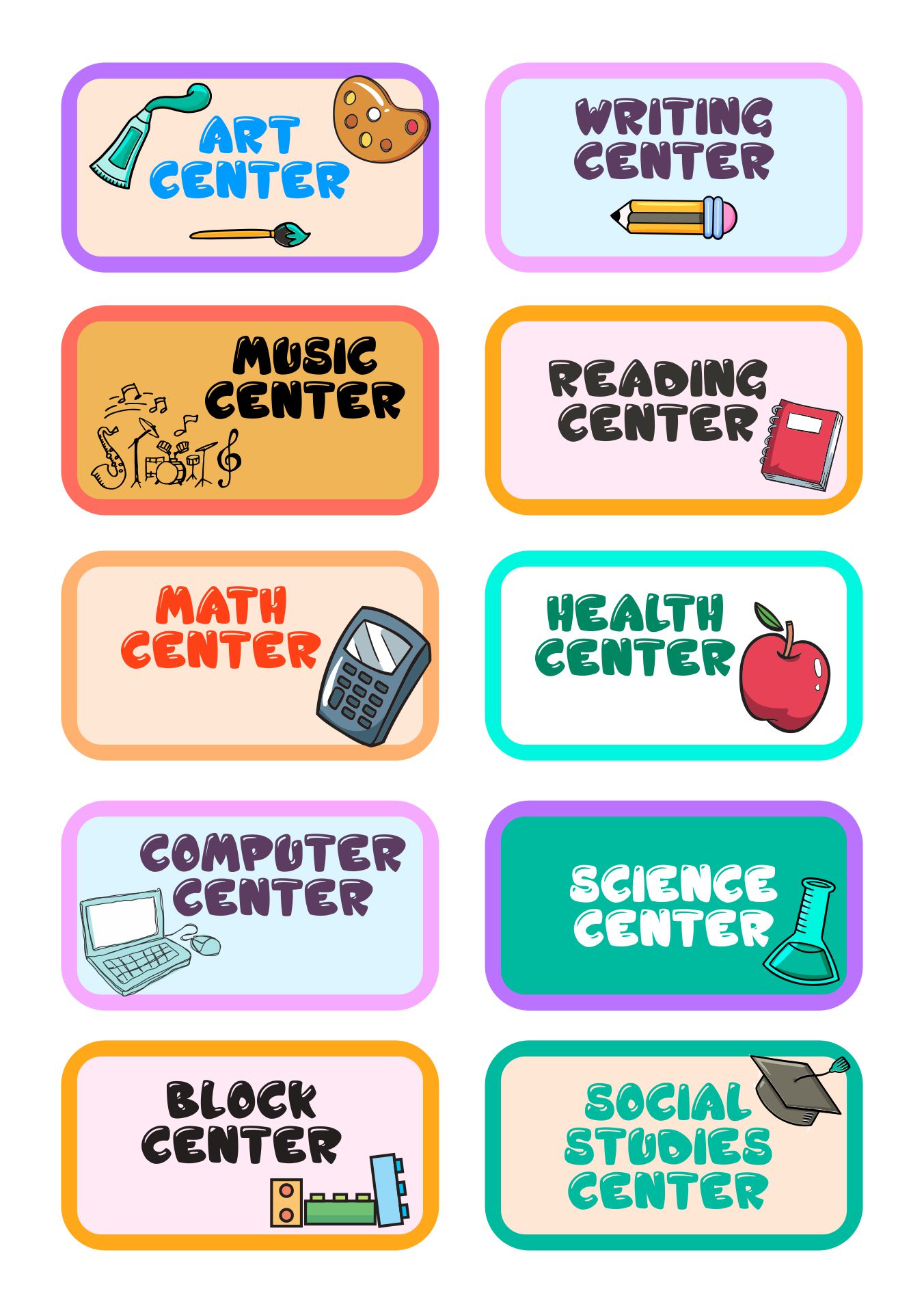 Pdf Free Printable Center Signs Printable Templates