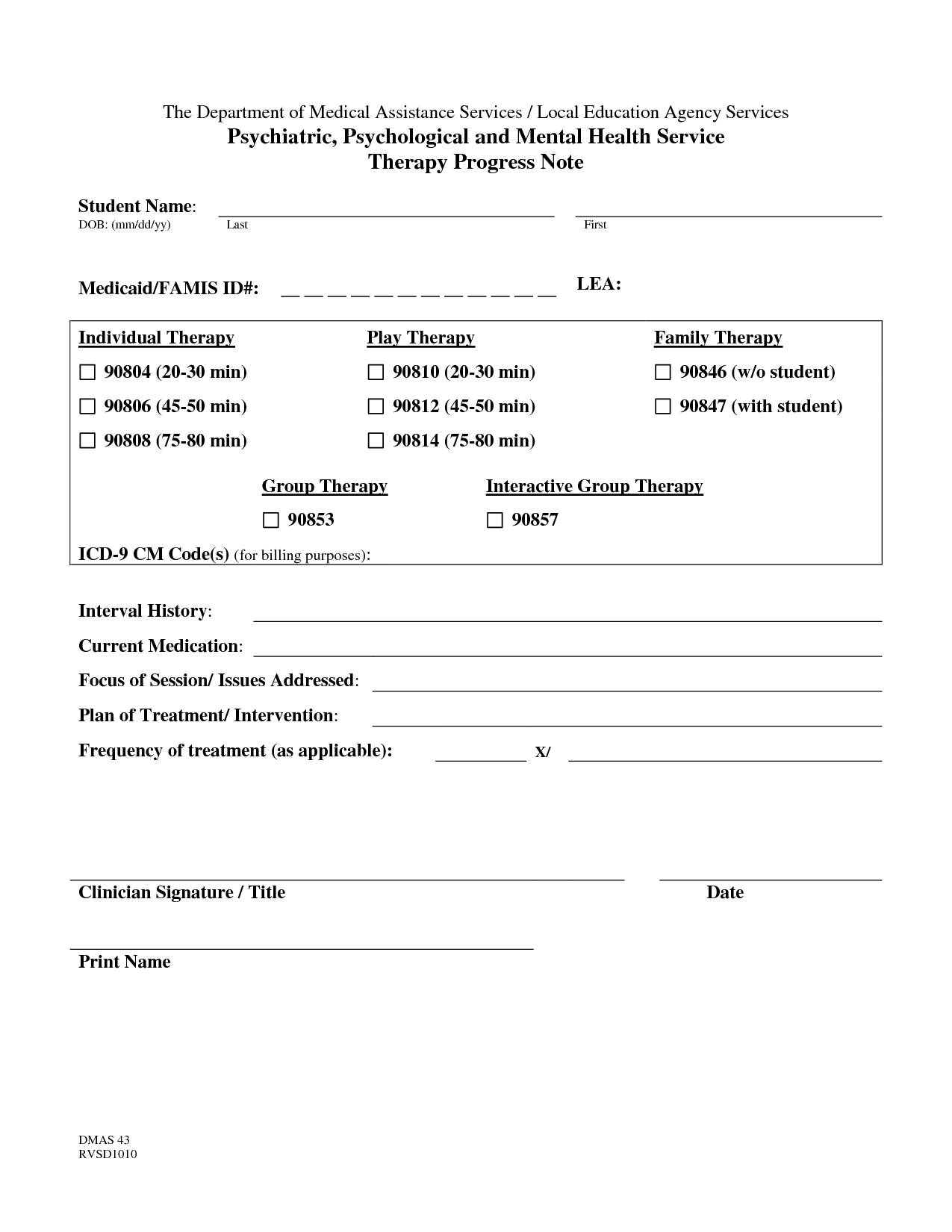 Mental Health Progress Note Template Word