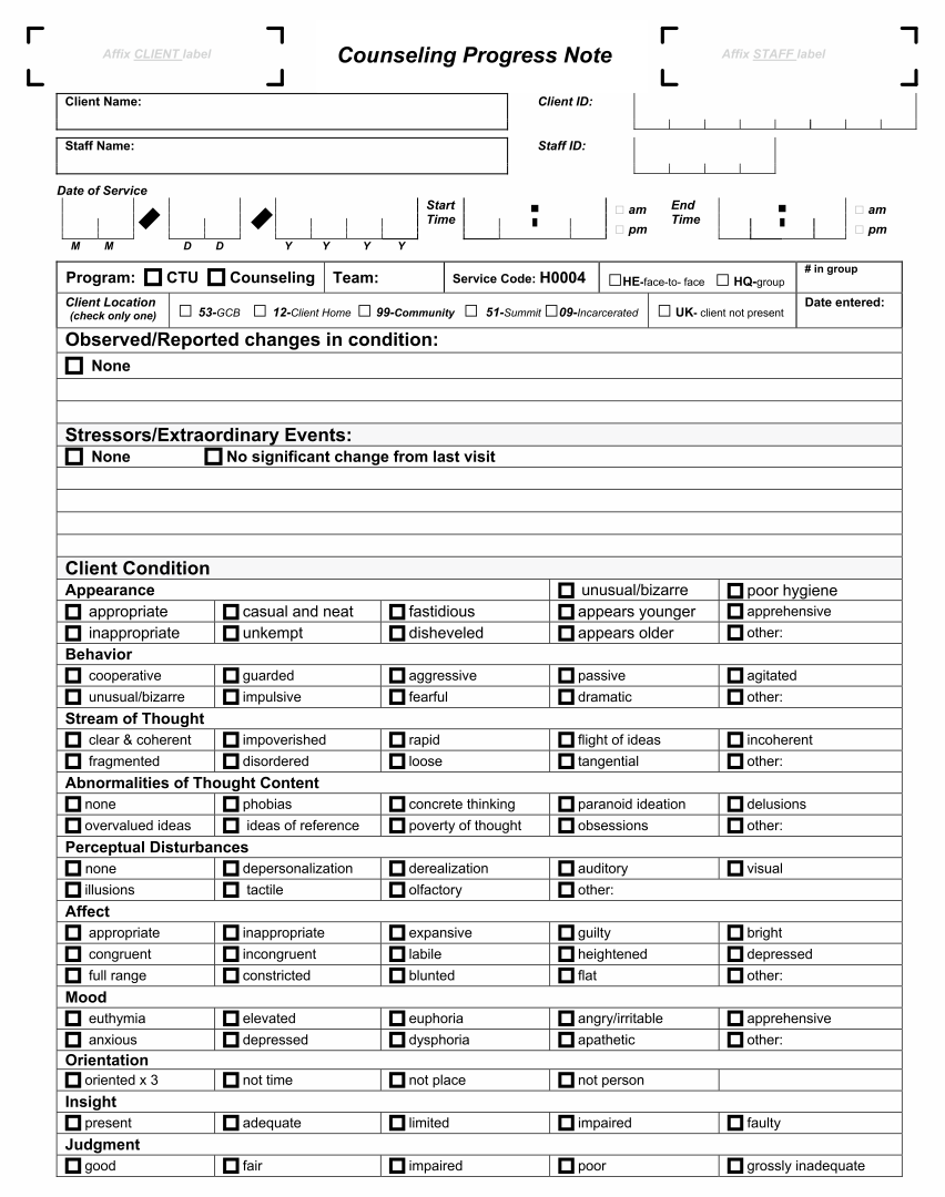 Progress Notes Aged Care Template