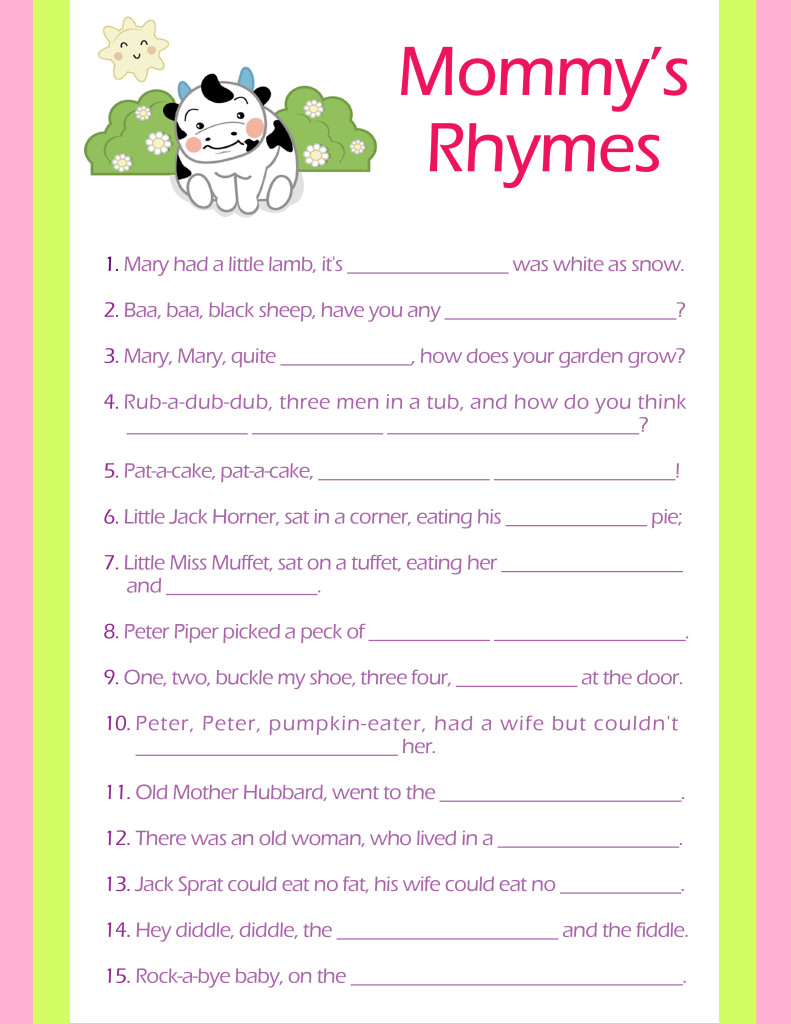 Free Printable Baby Shower Games Halloween