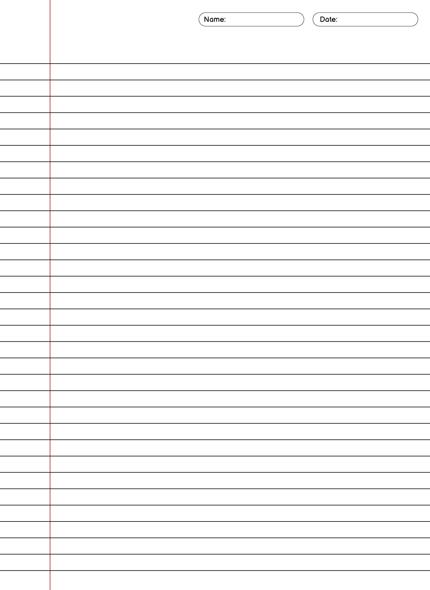 Printable Lined Paper Template
