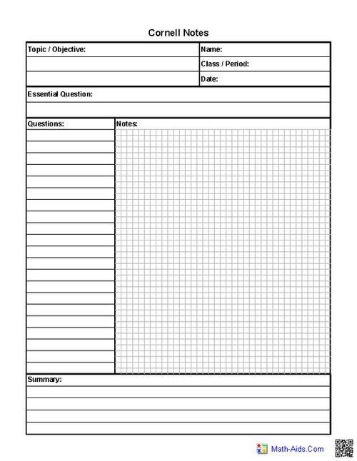 Avid Cornell Notes Template Printable Free