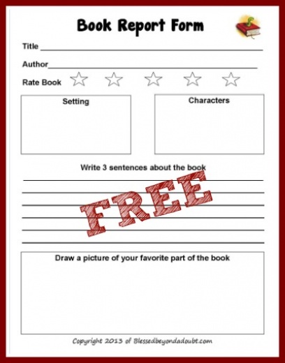 Printable book report form for third grade