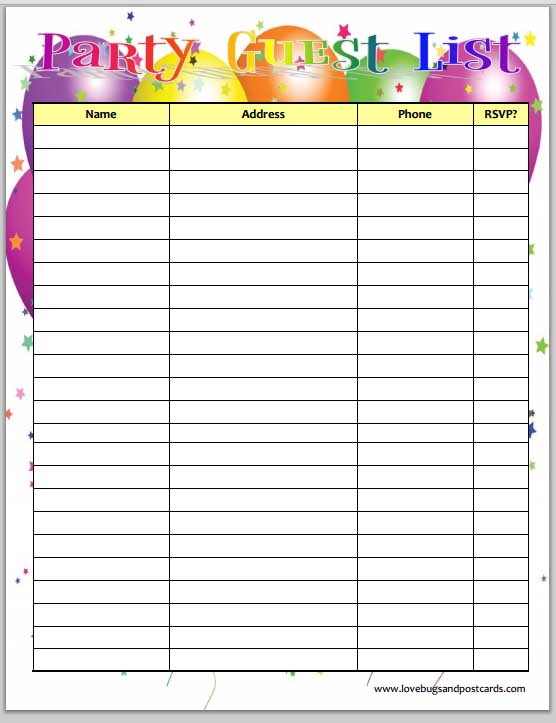 8 Best Images of Party Printable Birthday List - Free Printable