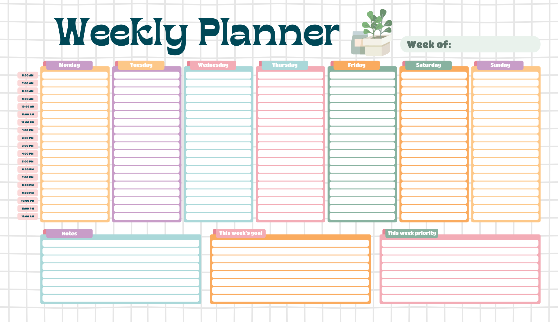 Free Printable Weekly Hourly Schedule Template