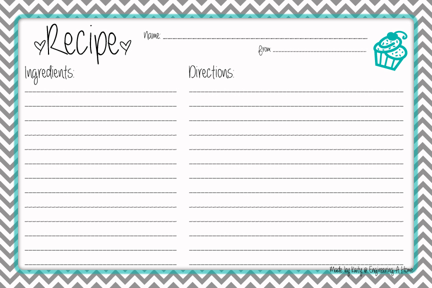 free printable recipe card template for word