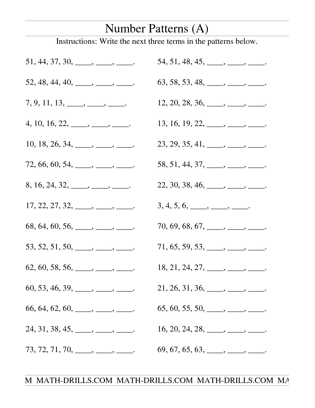 growing number patterns worksheets_426999