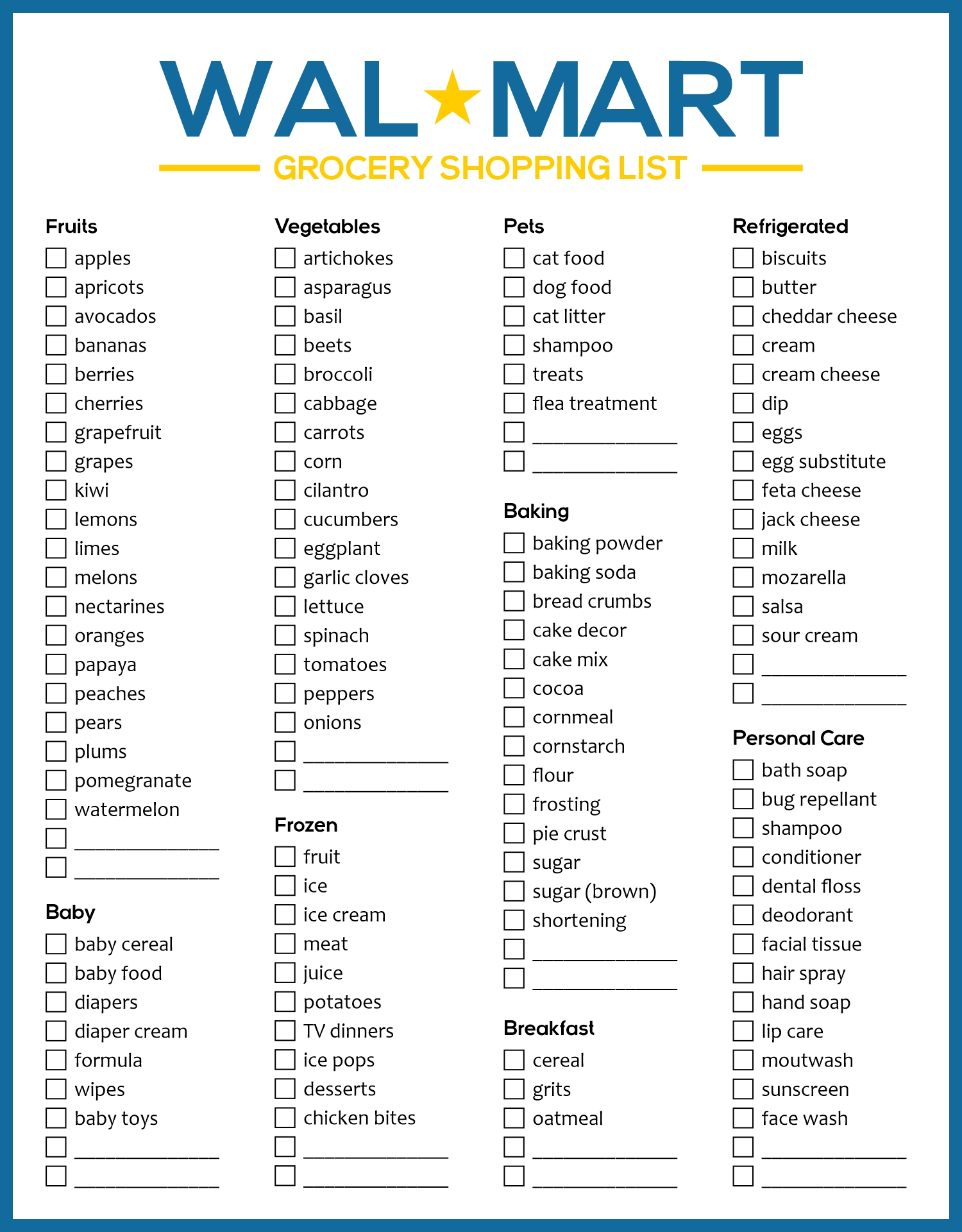 Free Printable Walmart Grocery List Free Printable Templates