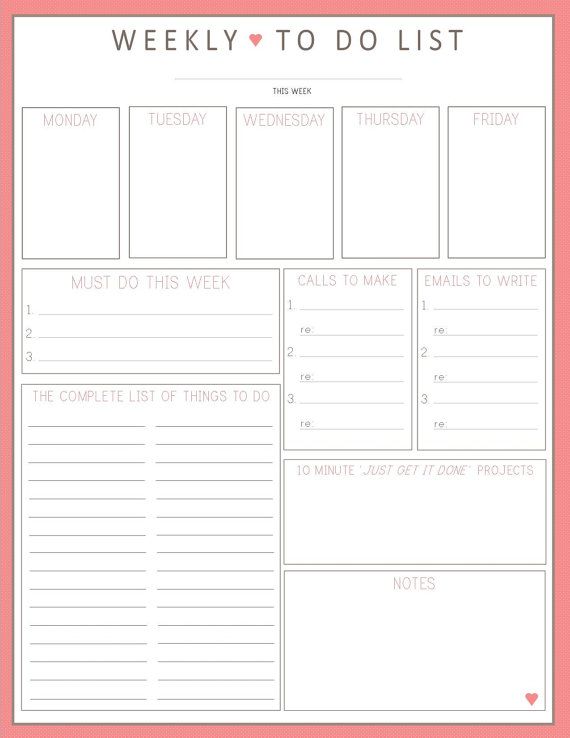 6 Best Images of Printable Weekly Planner To Do List - Printables Daily
