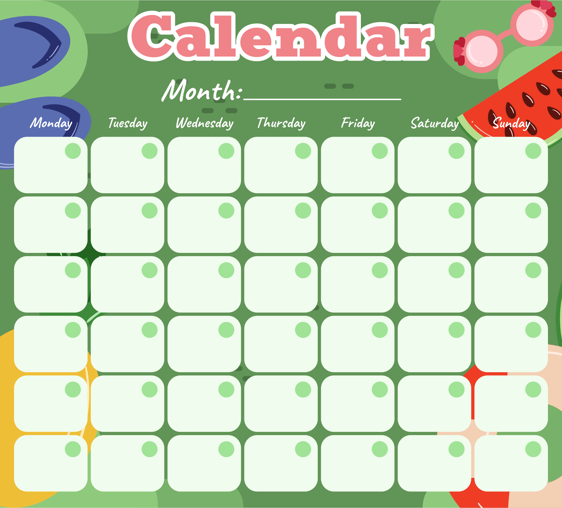 Free Cute Printable Calendar