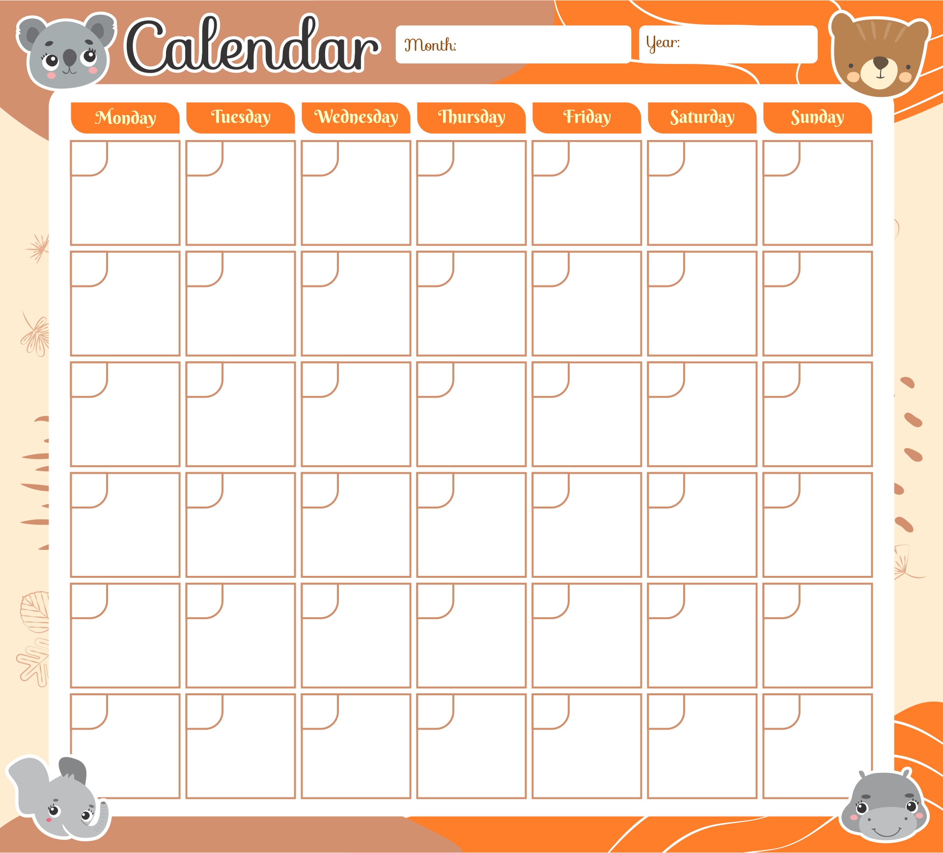 Cute Printable Monthly Calendar Customize And Print