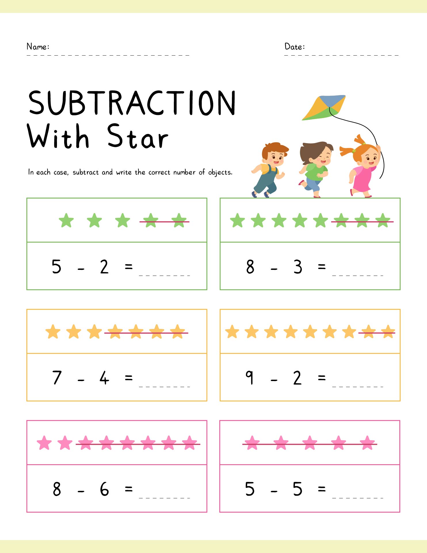 4 Best Images Of Printable Subtraction Worksheets 1st Grade Free 