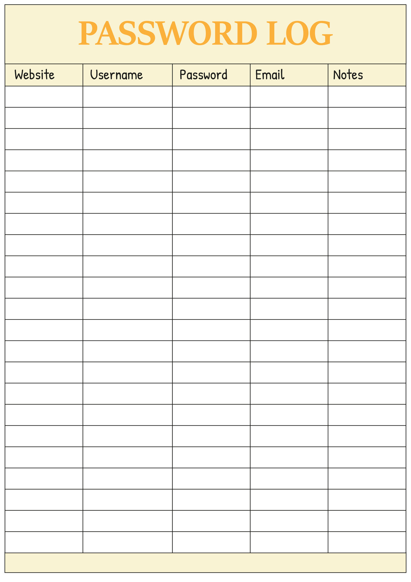 5 Best Images Of Free Printable Password Log Sheets Free Printable