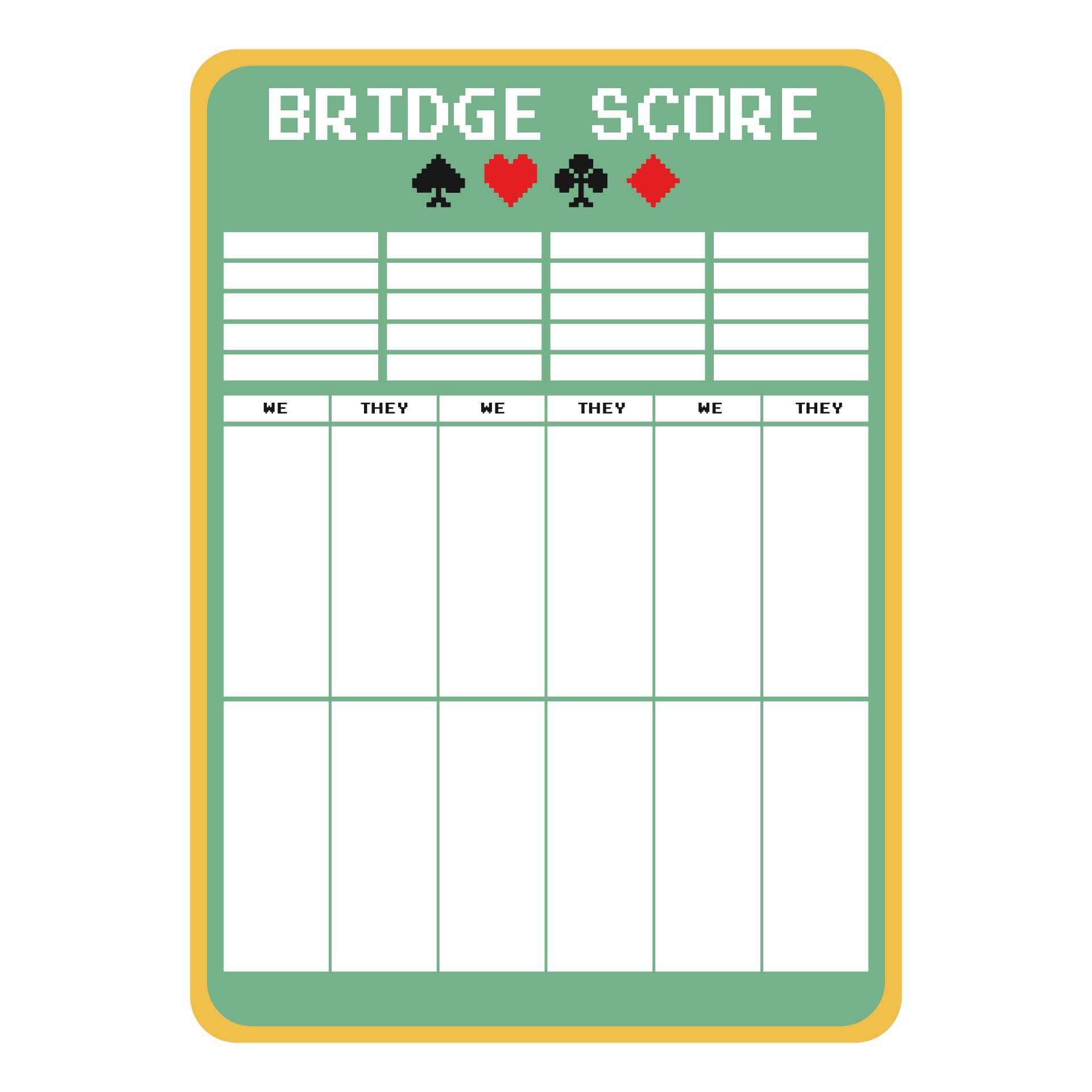 Free Printable Bridge Score Cards