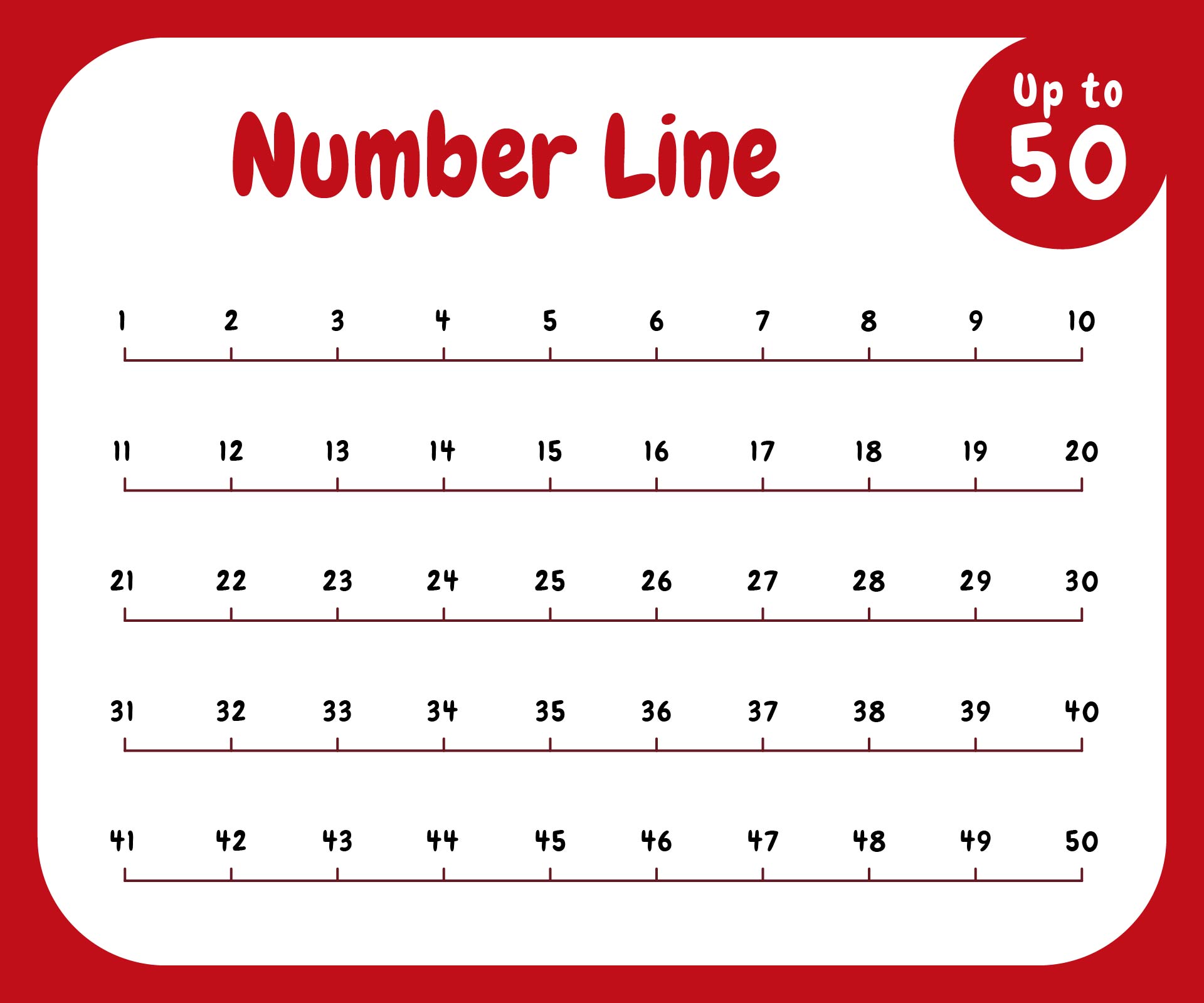 6 Best Images Of Printable Number Line To 50 Large Printable Number