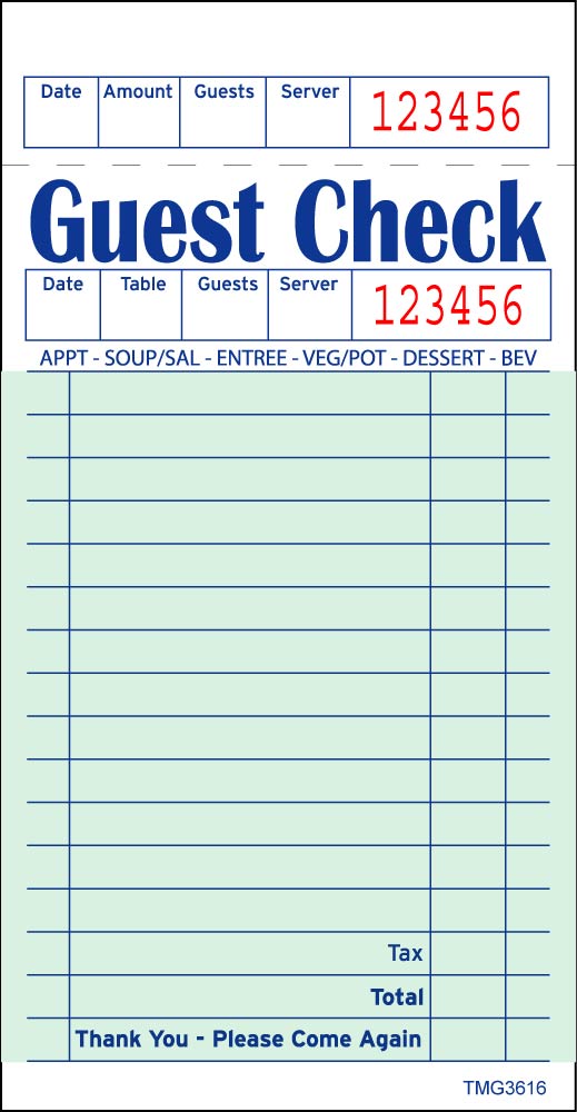 6 Best Images of Printable Guest Checks For Restaurants Printable