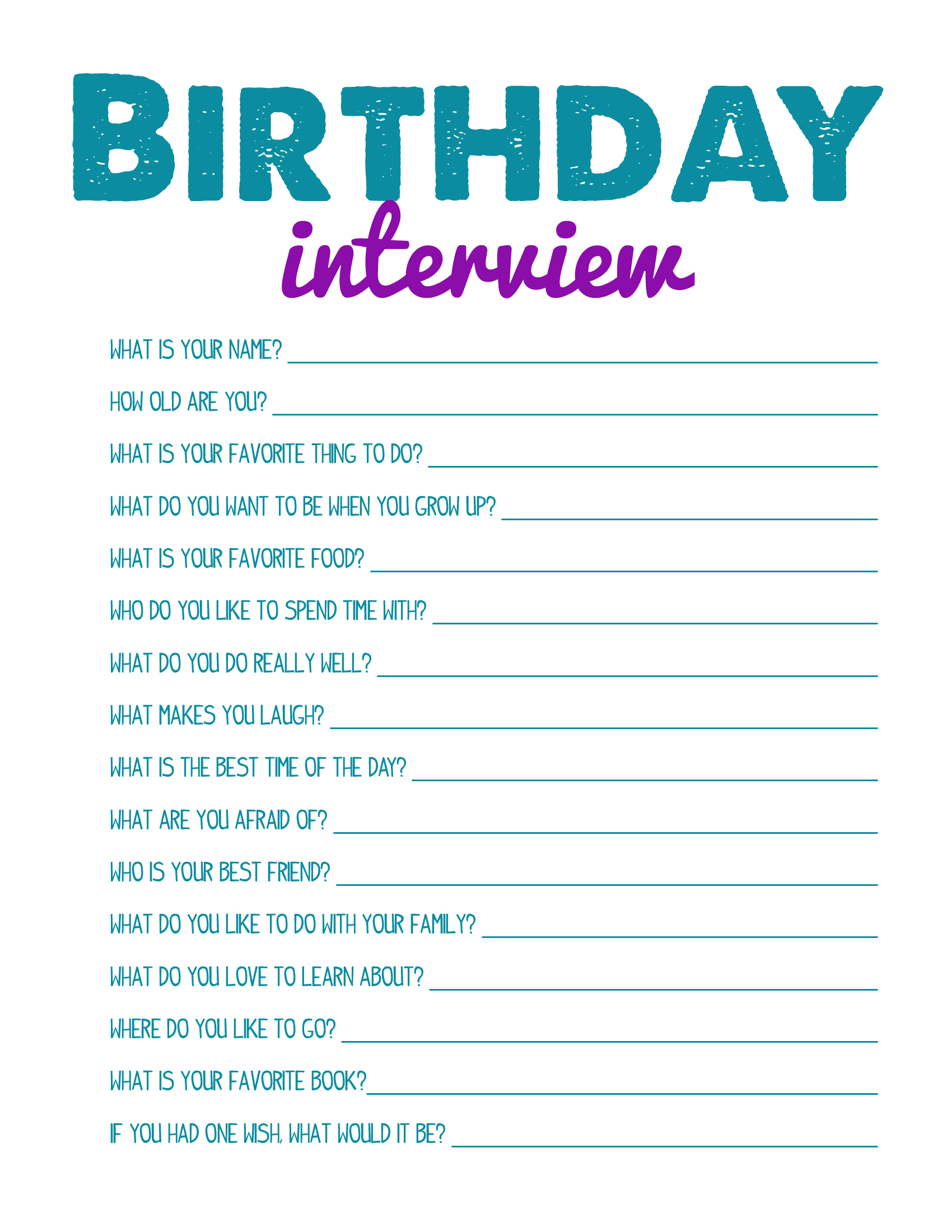 Free Printable Birthday Games