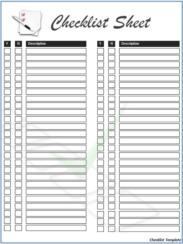 Free Printable Check List Template