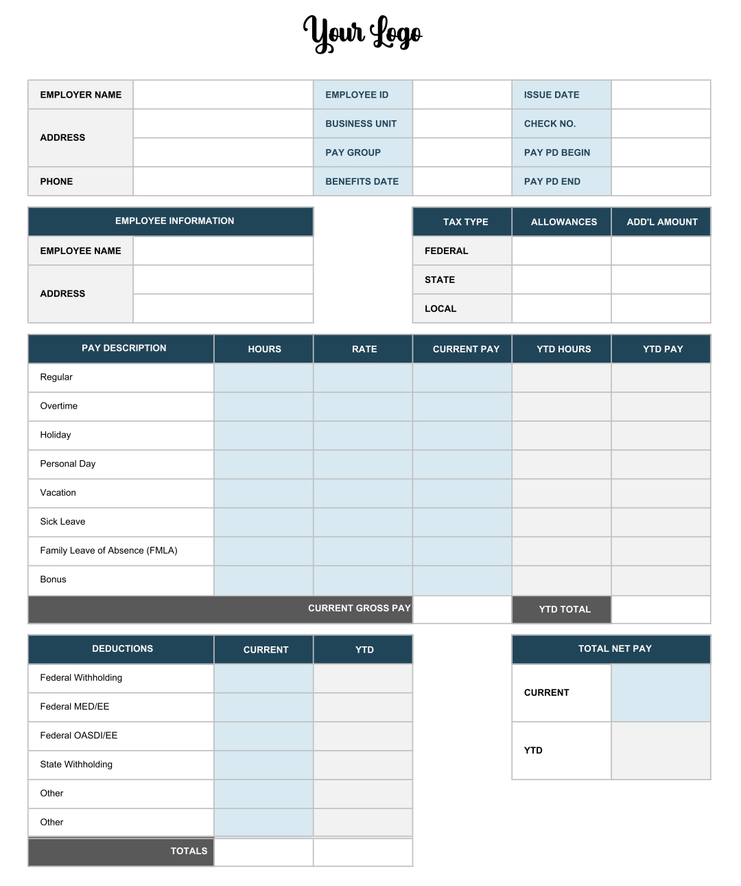 Basic Pay Stub Template from www.printablee.com