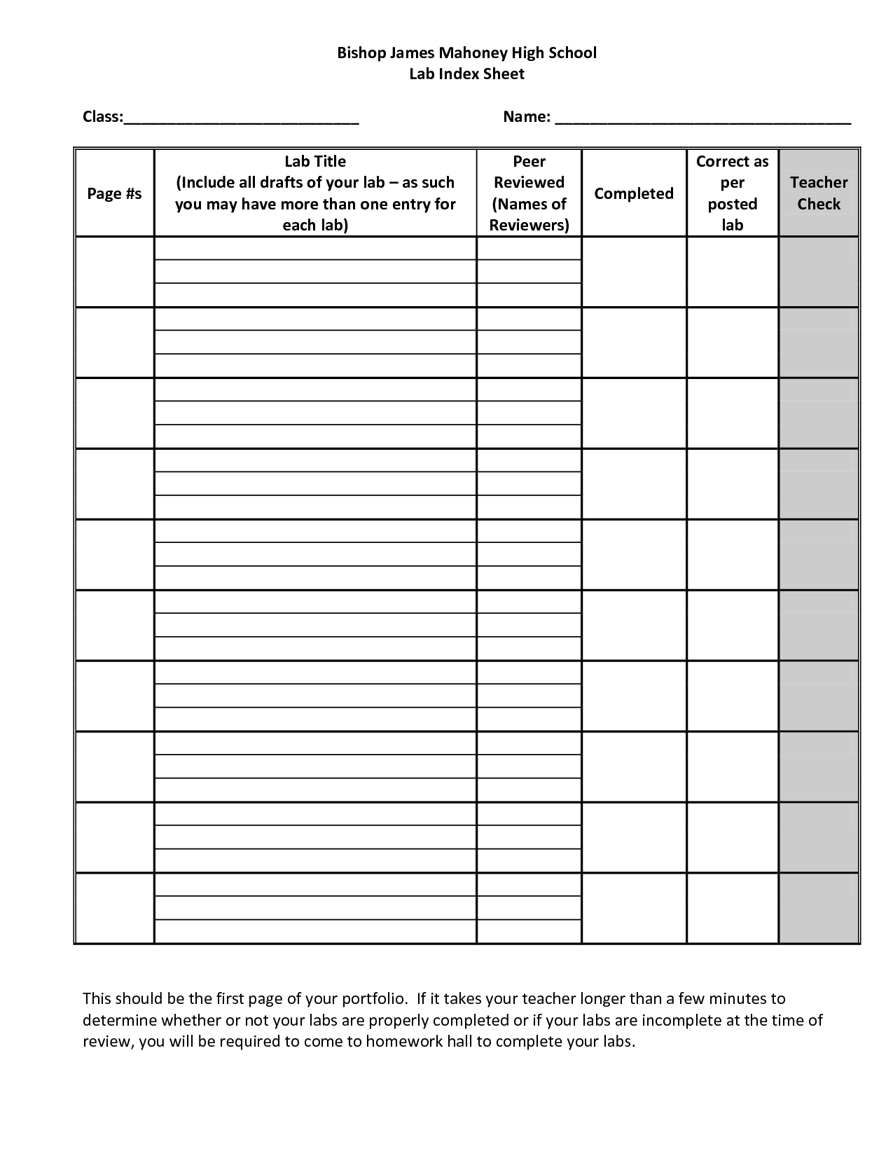 Free Printable Assignment Sheets For Students