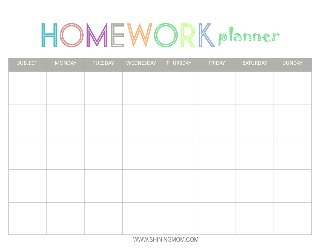 Girly Cute Homework Planner Template