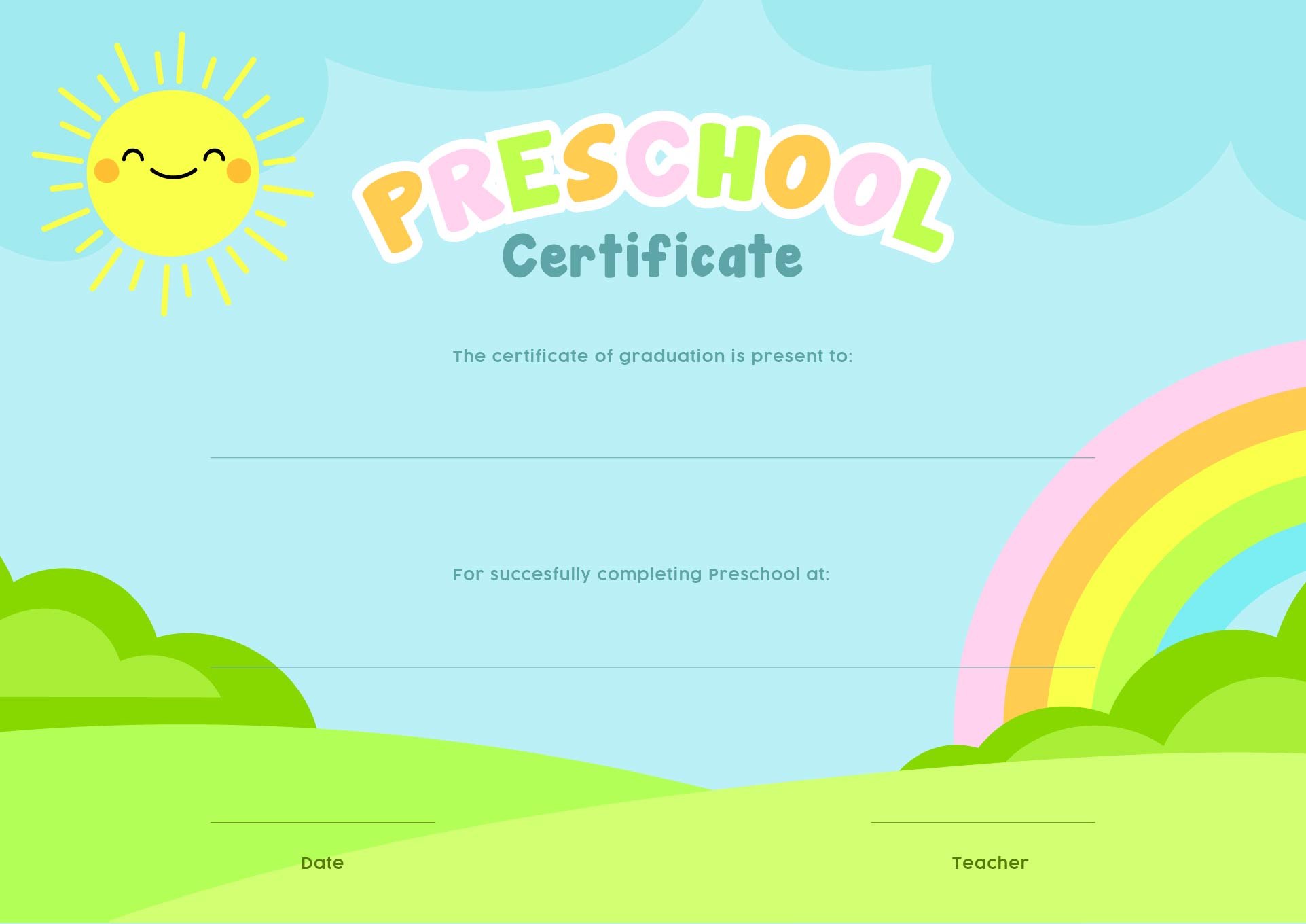 Downloadable Free Printable Kindergarten Certificate Templates Free