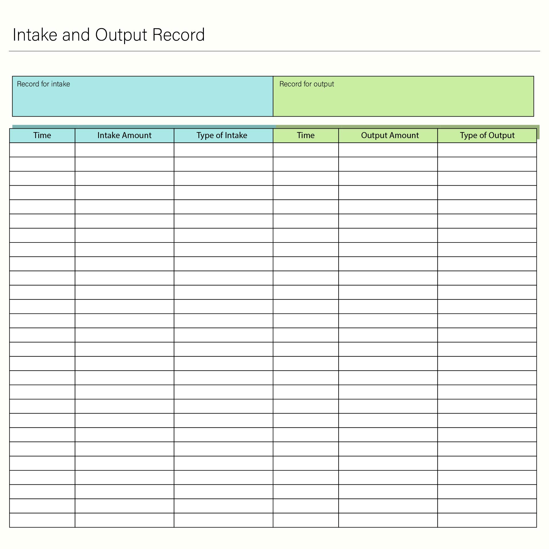 8 Best Images Of Printable Fluid Intake Charts Fluid Intake And Output Chart Printable Daily