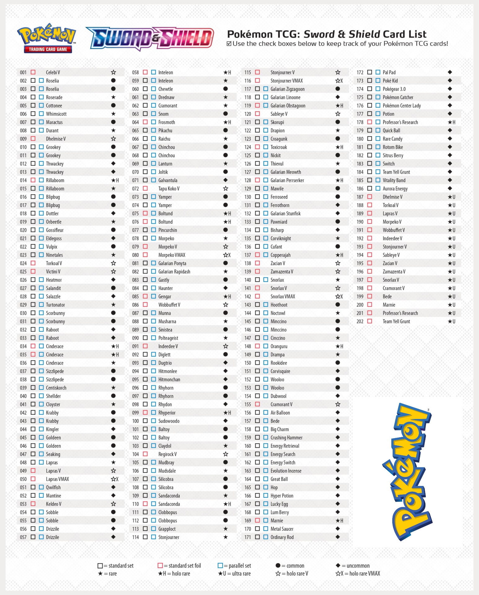 8 Best Images of Pokemon Card Checklist Printable List of All Pokemon