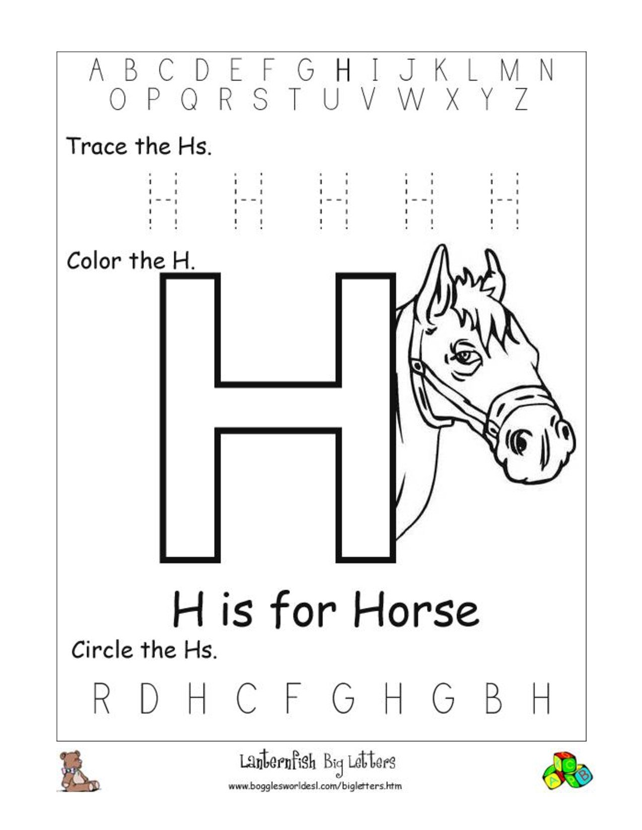5 Best Images of Printable Alphabet Letter H Worksheets - Free