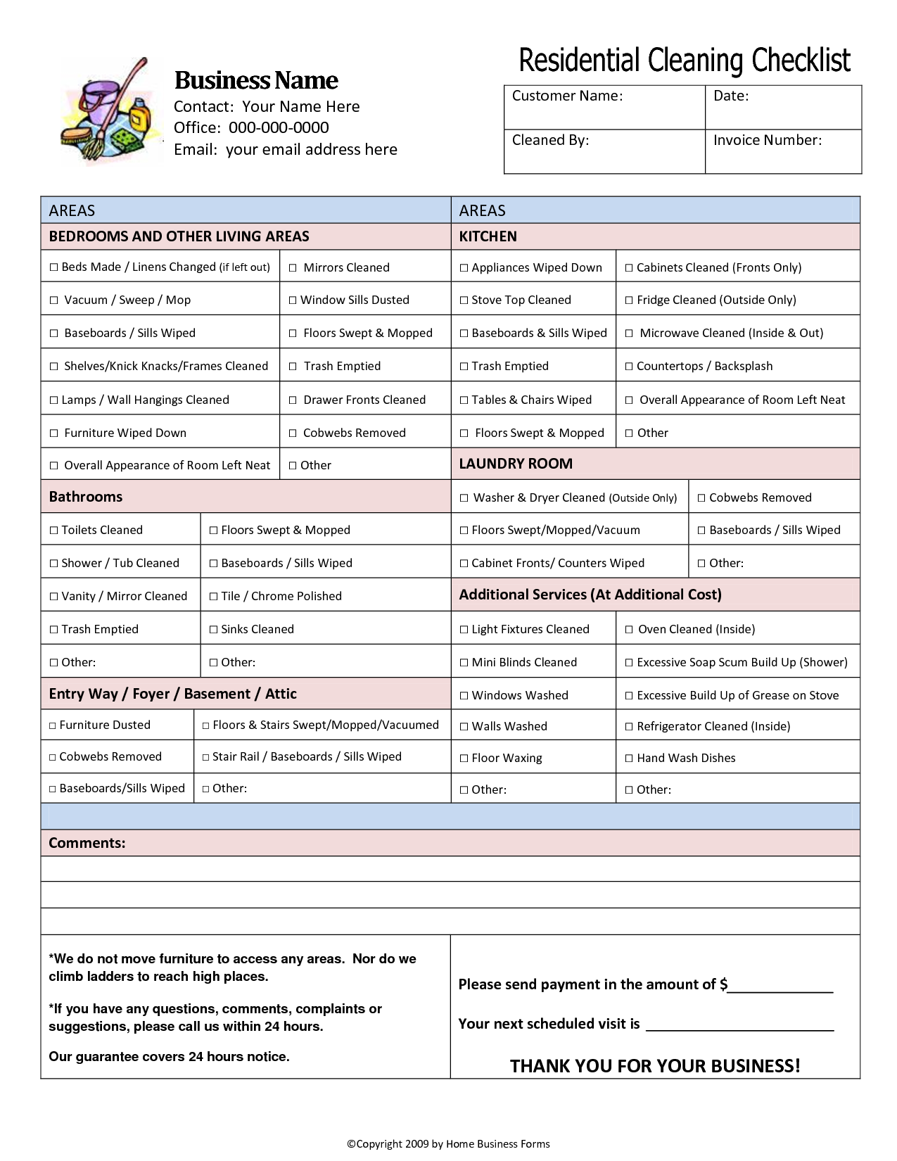 Free Residential Cleaning Checklist Template