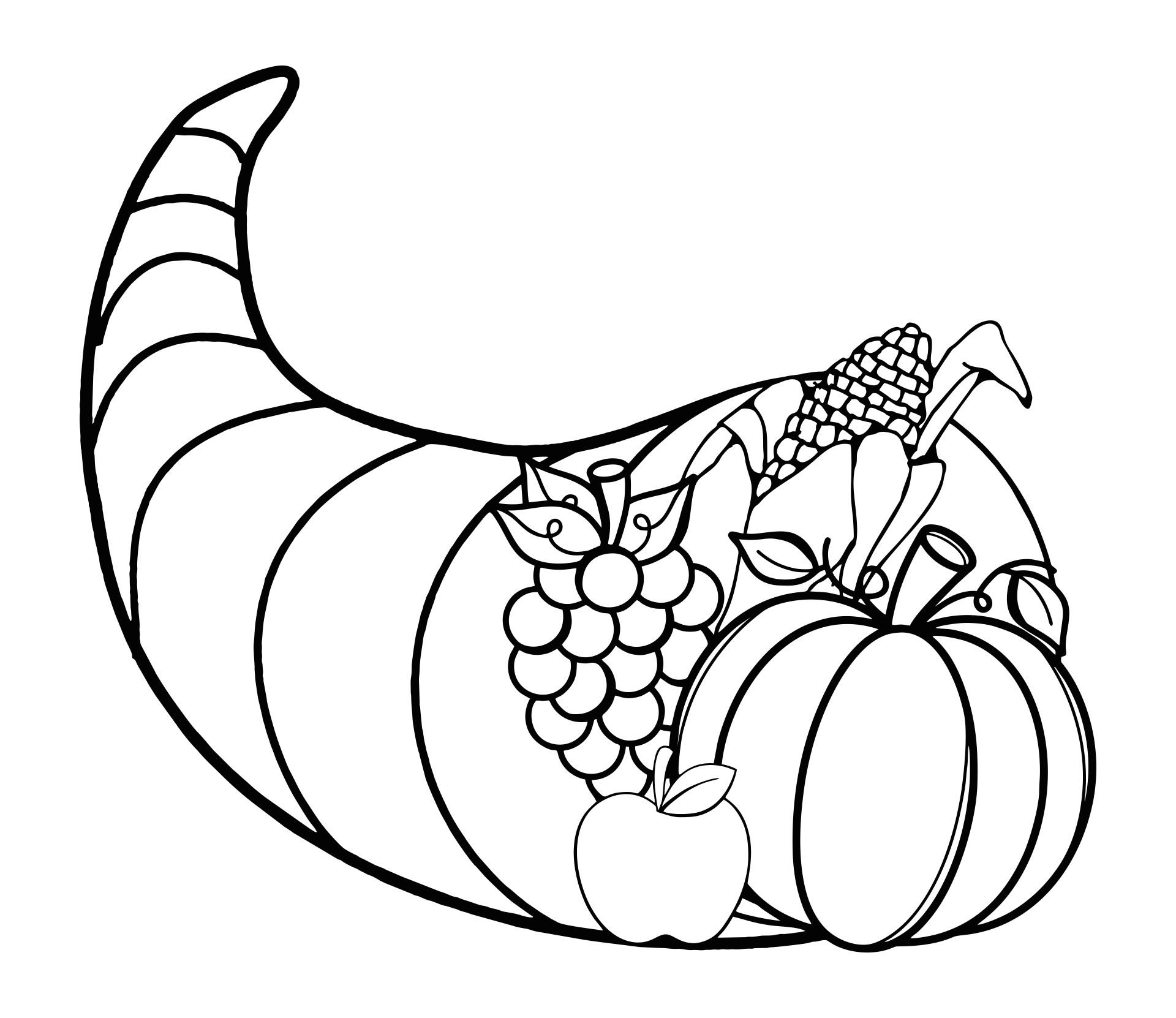 harvest-cornucopia-line-art-free-clip-art