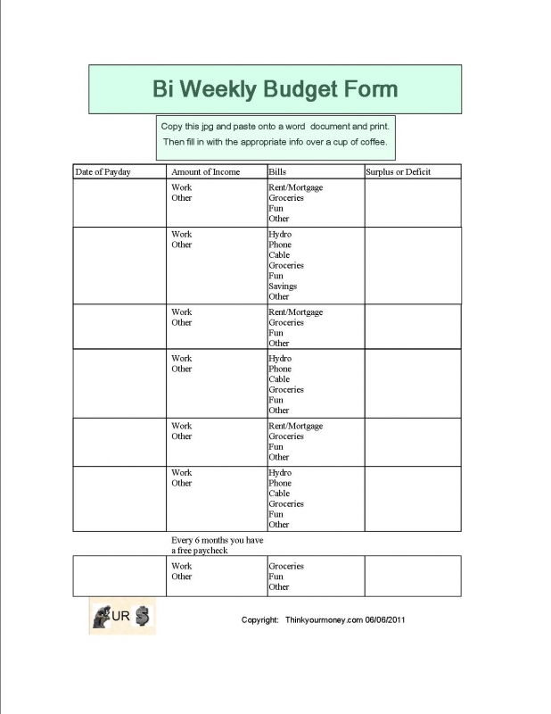 Bi-Weekly Budget Template from www.printablee.com