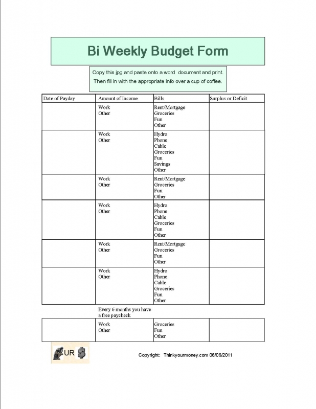 Biweekly Budget Template from www.printablee.com