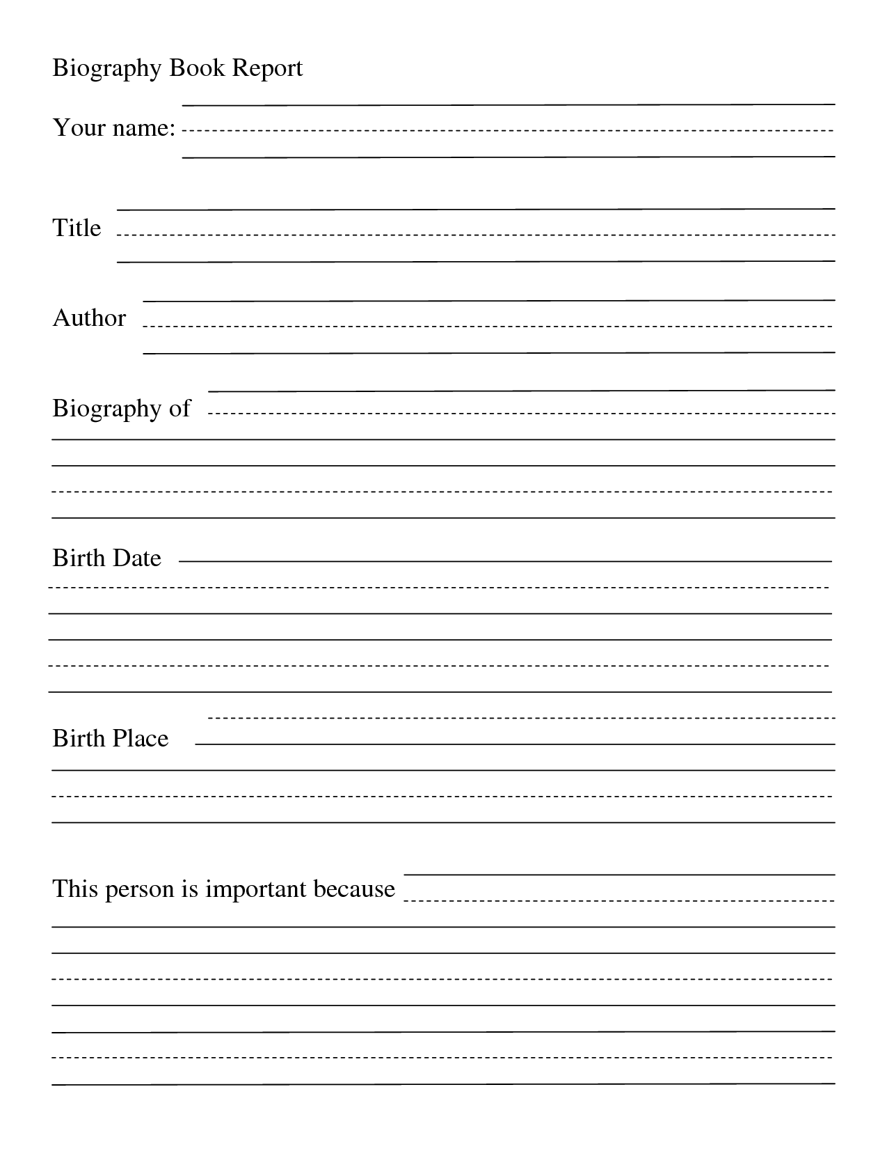 Elementary book report outline