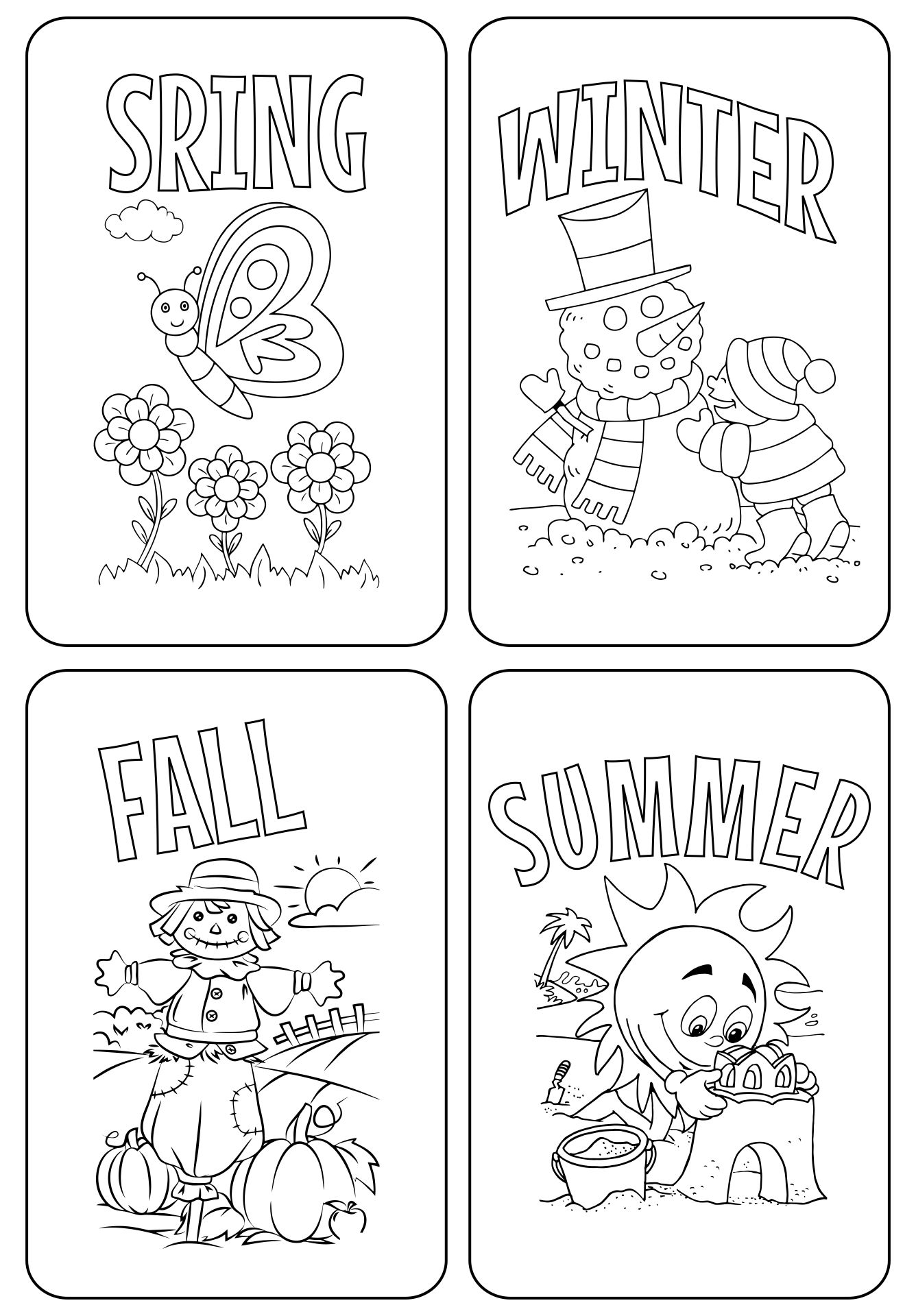 6 Best Images of Seasons Preschool Coloring Pages Printables Four