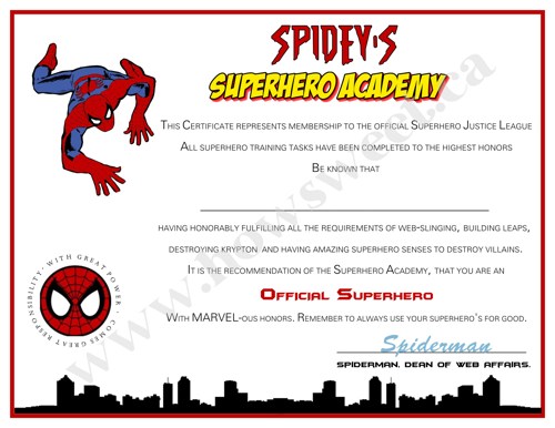 free printable superhero training certificate