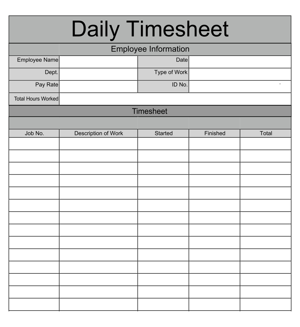 Free Printable Time Sheet Templates