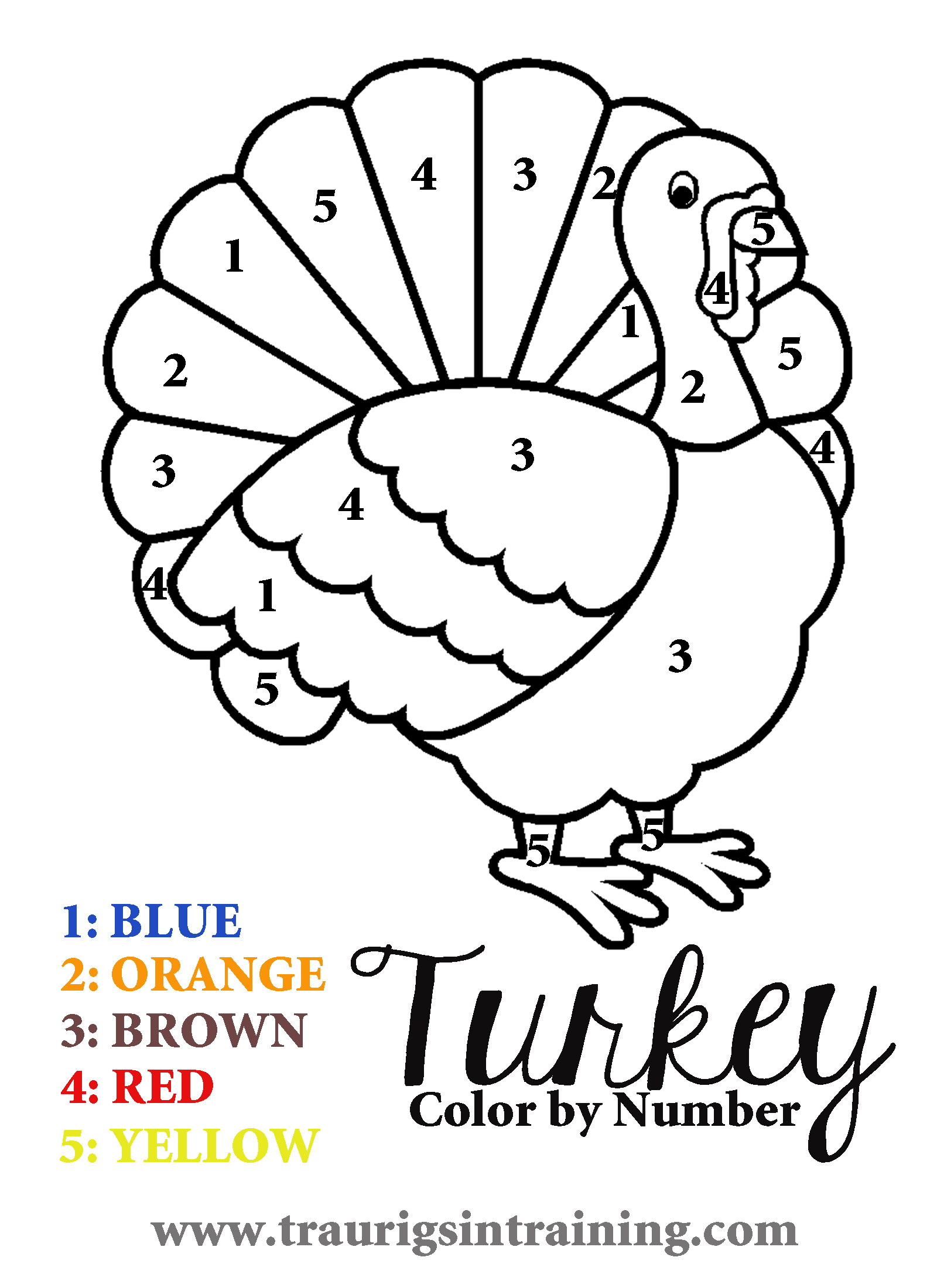 6 Best Images of Free Printable Color By Number Turkey