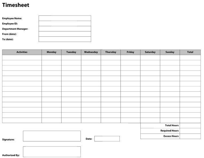 Construction Time Card Template