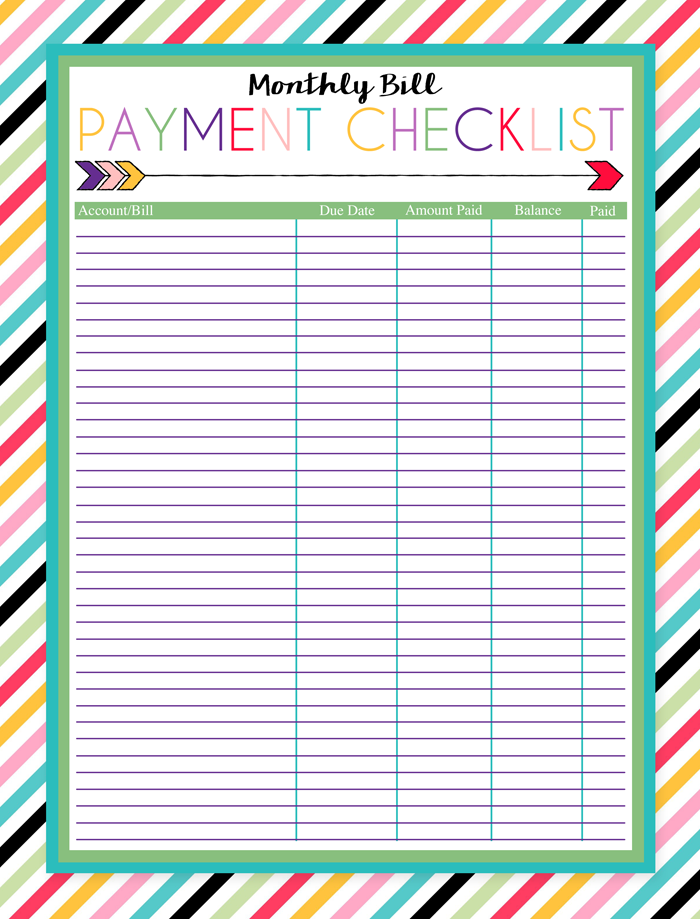 5 Best Images Of Free Printable Monthly Bill Worksheet Free Printable