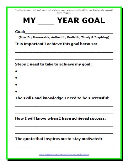 How do you find a PDF form of a goal setting worksheet?