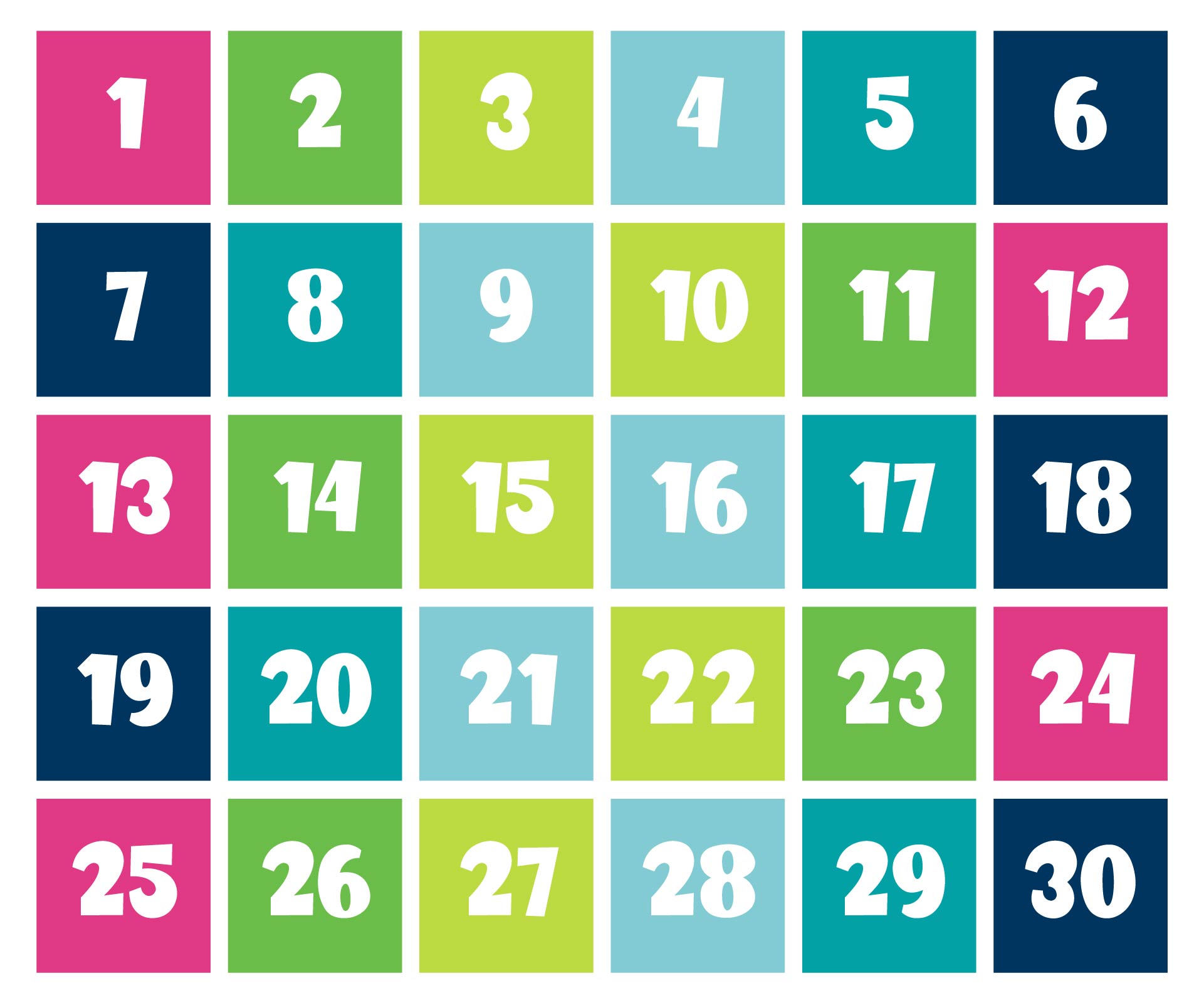 7 Best Images of Printable Number Chart 1 30 - Number Chart 1 20