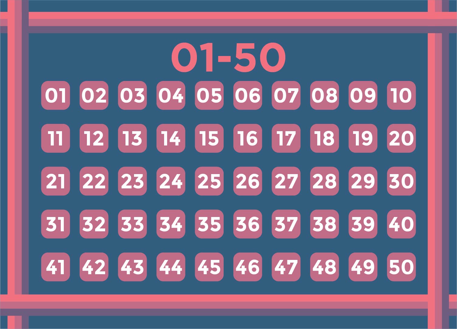 9 Best Images of Printable Numbers 1- 50 - Printable Number Chart 1 50