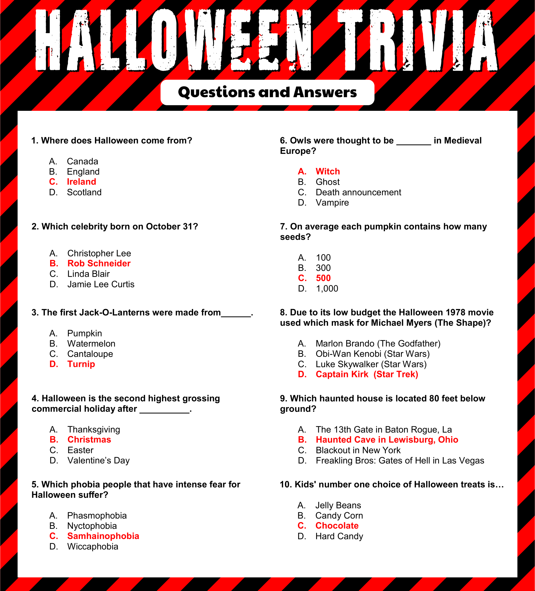 8 Best Images of Printable Halloween Trivia For Adults Printable
