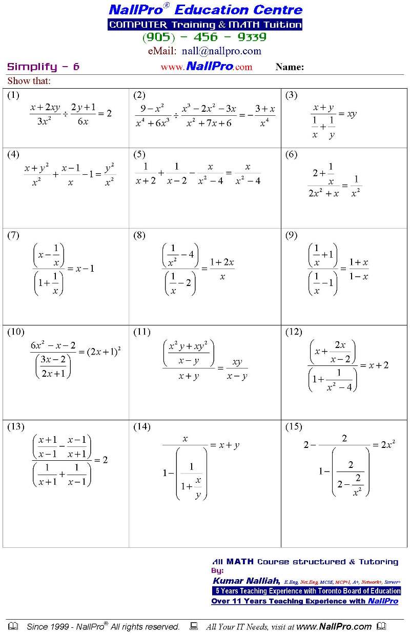 12 Grade Math Worksheets